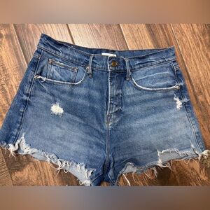 Good American Blue Distressed Jean Shorts